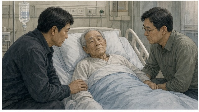병실에서 눈빛으로 아들들을 알아본 아버지